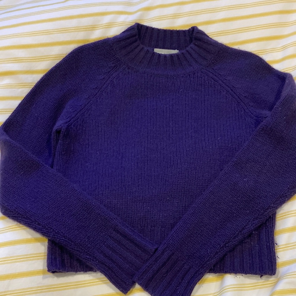 VINCE 100% Cashmere Crop Deep Purple Sweater size S